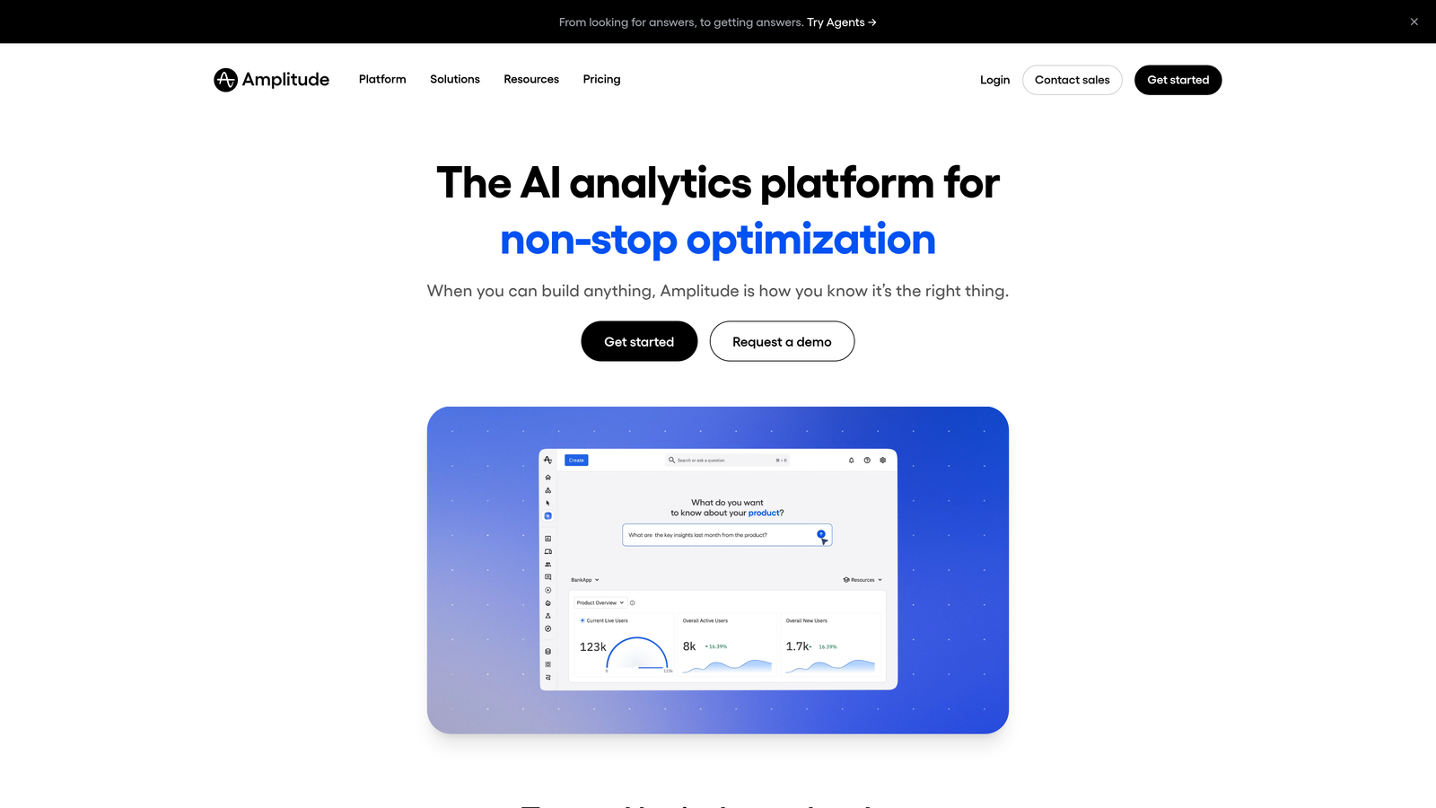 Screenshot of Amplitude website