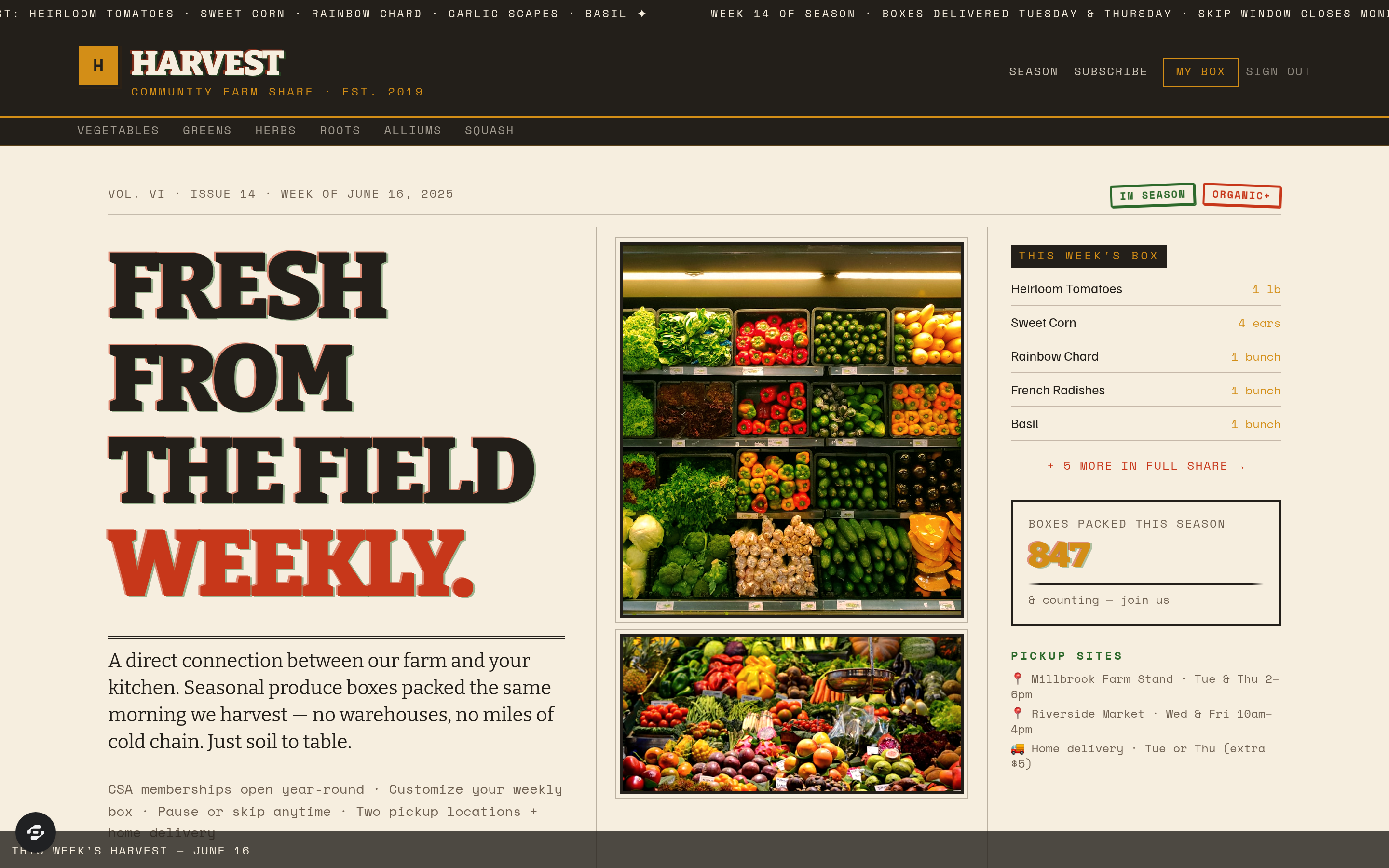 Harvest preview